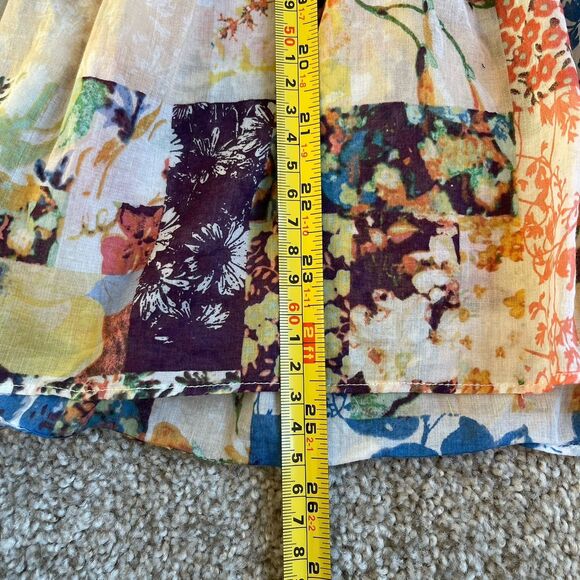 Anthropologie Maeve Abella Blouse Floral Patchwork Crochet Trim Top Size 0 - Picture 15 of 16